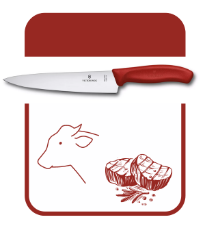 Cuchillos de mango rojo victorinox para carne roja
