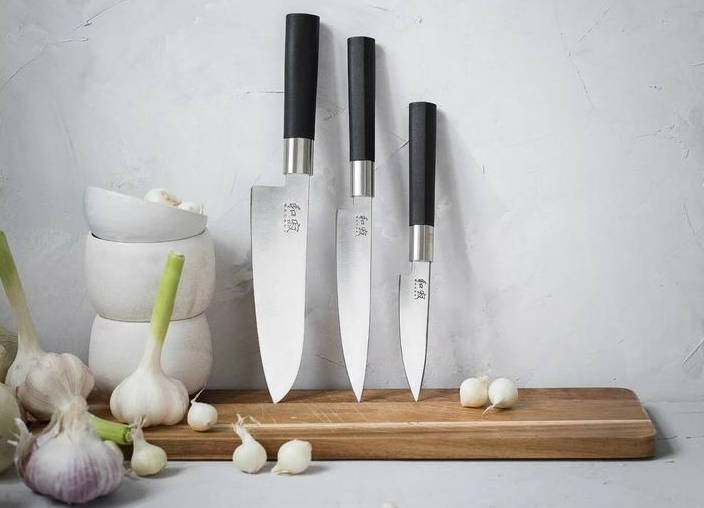 Set de cuchillos wasabi black Santoku/fileteador/puntilla made in japón