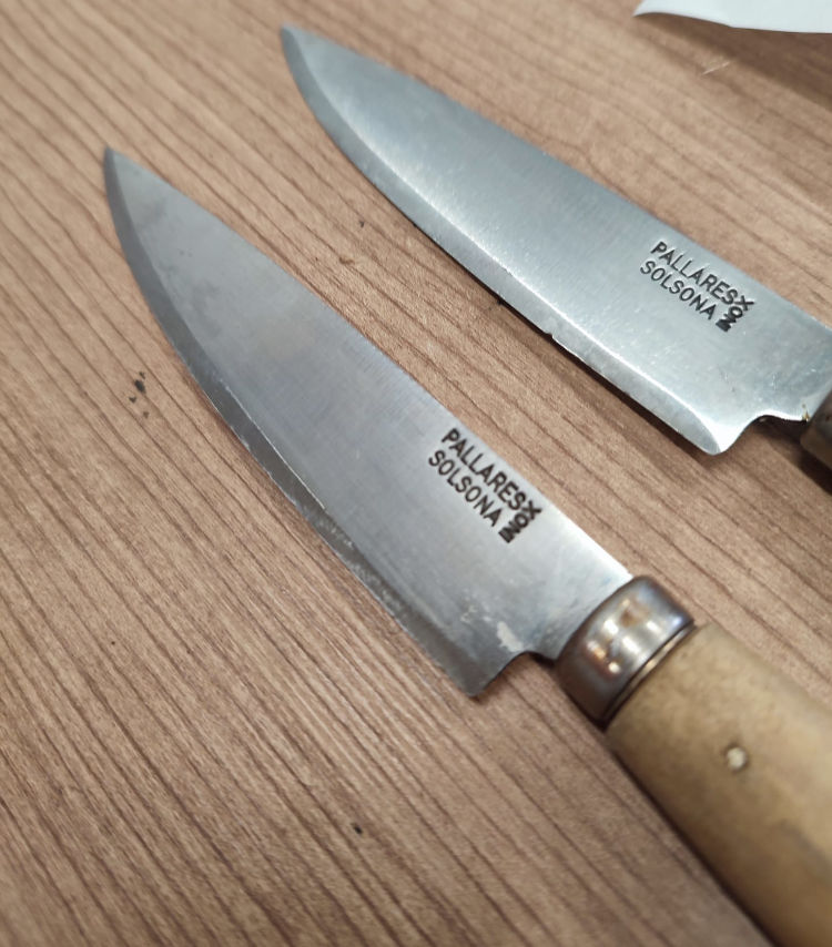 Antes del Afilado profesional de cuchillos de cocina